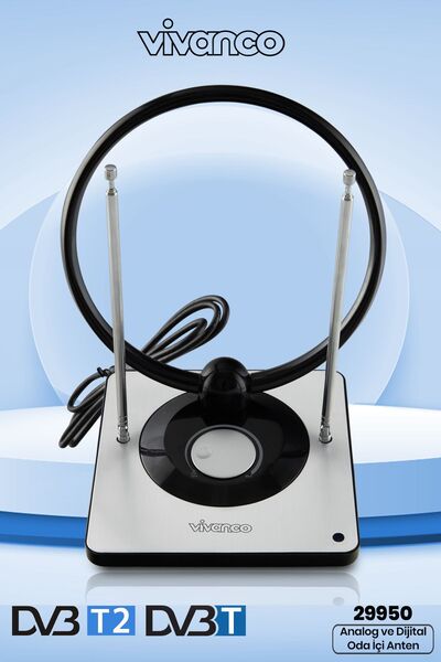Vivanco 29950 Aktif Dvb-t Dvb-t2 Ukw Vhf Uhf Için Analog Dijital Tv Ve Radyo Karavan Kamp Oda Içi Anteni