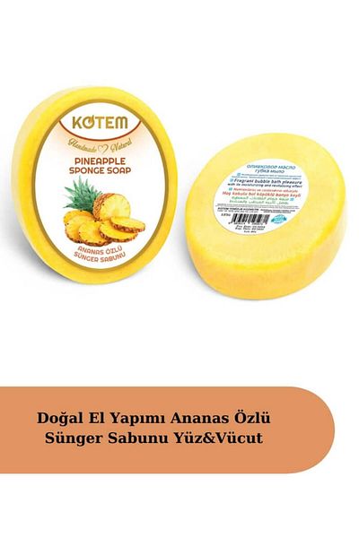 paksa Natural Skincare Shower Soap with Pineapple Extract - Sponge, Handmade - 125 Gr
