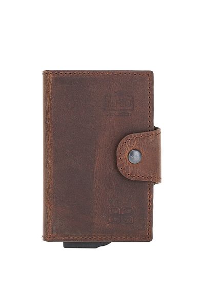 Lev Leather Отварящ се калъф за кредитни карти - подплата от естествена кожа и велур с механизъм