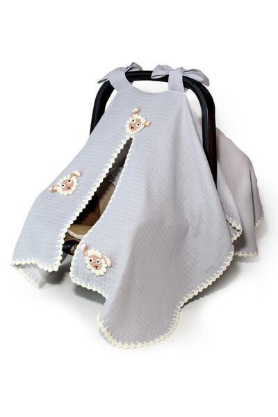 Atölye Eda Exclusive Exclusive El Işi Kuzulu Müslin Puset Örtüsü