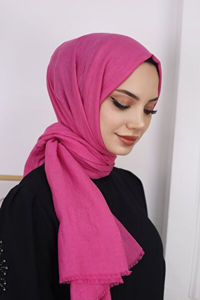 feronis Μοντέλο Hijab Γυναικείο Μπαμπού Κρασ Σάλι - Φούξια