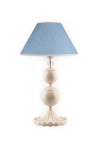 Fivorno Aydınlatma Lori Bruno - Wicker Turquoise Cream Baroque Foot Lampshade