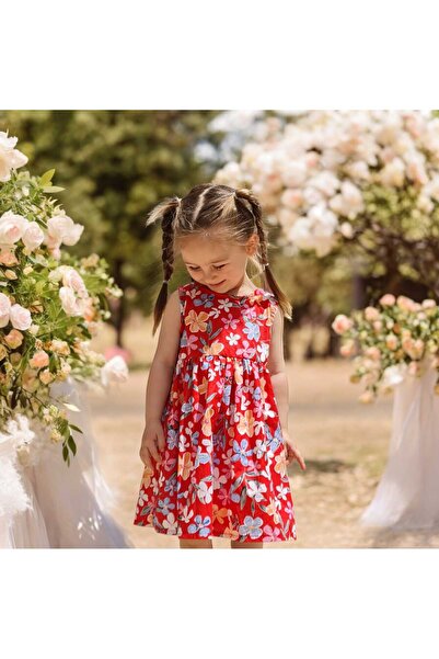 BEBEĞİME ÇORAP Αμάνικο φόρεμα για κορίτσια με φλοράλ στάμπα με κουμπιά στην π...