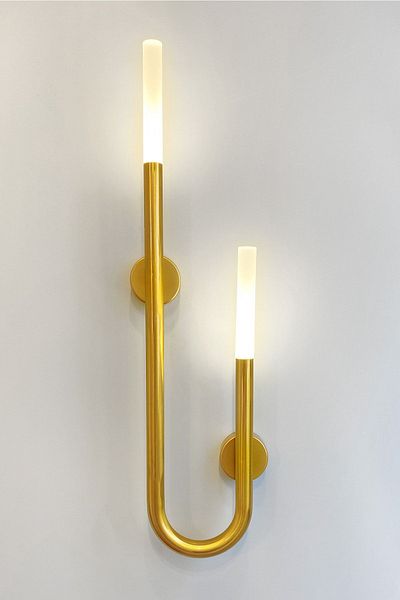 Fivorno Aydınlatma Sconce Horn Led Double Arm Honey Color Coated Daylight Color Lighting (bulb Included)