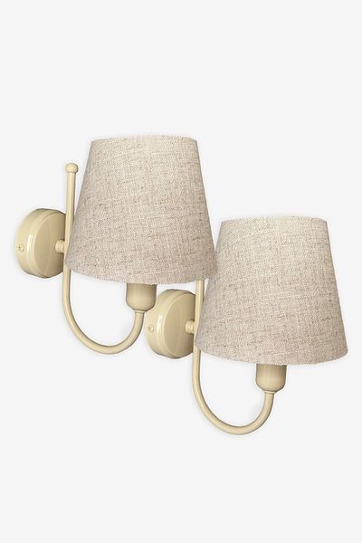 Fivorno Aydınlatma Basic Line 2-Piece Cream Colored Wicker Fabric Head Sconce (2 Pieces)