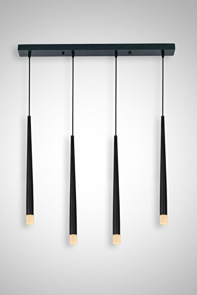 Fivorno Aydınlatma Long Led Gofrato Pütürlü Siyah Renk 4 Lü Led Sarkıt