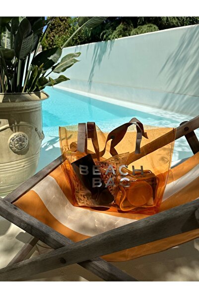 coaksco Geantă de plajă portocalie pentru femei - Geantă de plajă elegantă