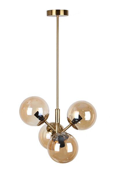 Fivorno Aydınlatma Bubble Lamp Bal Renk Kaplamalı 4 Kollu Bal Camlı Sarkıt