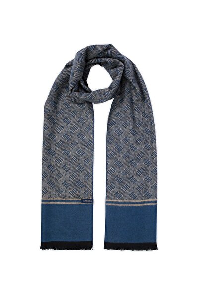 Hatemoğlu Beige Patterned Indigo Scarf