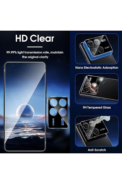 m.tk moveteck متوافق مع Xiaomi Poco X6 Pro مع إطار أسود لعدسة الكاميرا الواقية من الزجاج المقسى ثلاثي الأبعاد وأغطية كاملة من الزجاج