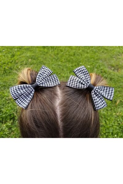 MutluBiDünya Lily Siyah-beyaz Pötikare Desenli Ikili Fiyonk Toka Okul Tokası ...