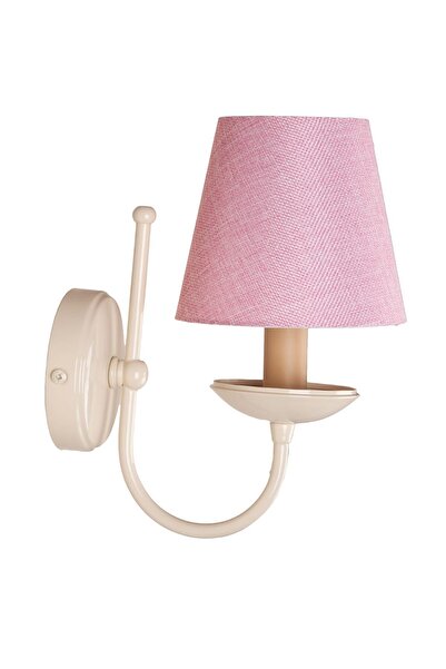 Fivorno Aydınlatma Basic Line Krem Kumaş Başlıklı Aplik Hasır Açık Pembe