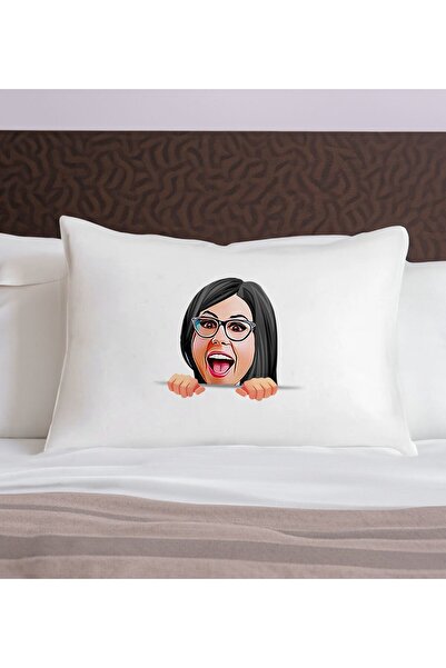 Bk Gift Kişiye Özel Karikatür Tasarımlı Pamuklu Yastık Kılıfı-3 50x70cm , Sev...