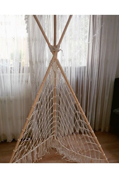 AYF HOME Makrome el yapımı ahşap sopalı çadır dış çekime uygun