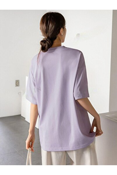 PALPİTO Γυναικείο μπλουζάκι λιλά Thousand printed Oversize