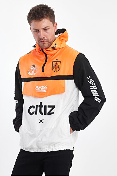 Black Level Ανδρικό εμπριμέ δίχρωμο αδιάβροχο μπουφάν Biker με φερμουάρ Αδιάβροχο Racing Jacket Εμπριμέ κολεγιακά παλτό