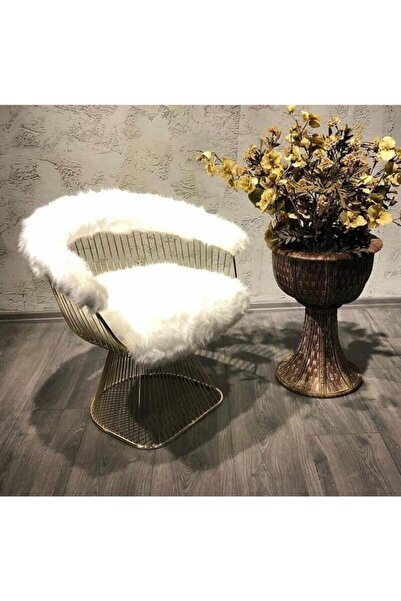 sandalyecafesi Beyaz Peluş Sandalye Cafesi Puf Platner Berjer Sd55247