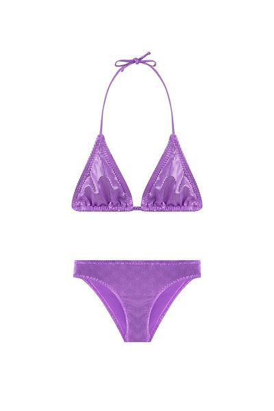 AQUELLA Shiny Lilac Girl's Triangle Bikini Set