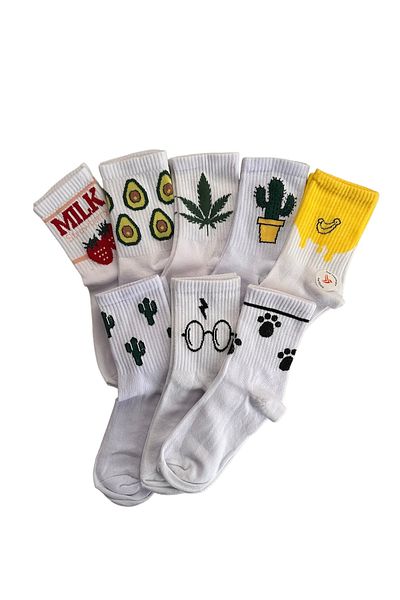 çorapdunyam 8” Cactus Fruit Patterned Cheerful College Tennis Socks Set