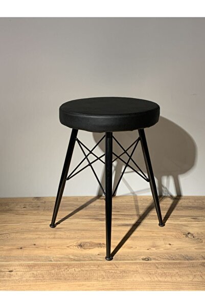sandalyecafesi Sandalye Cafesi Eyfel Metal Ayaklı Deri Tabure 45 Cm, Metal Tabure Sd33244