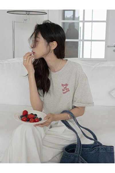 PALPİTO Siva Oversize kroj Žene T-shirt - Zaista raspoloženje Štampano