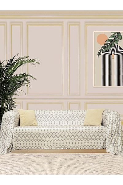 Latuda Concept Κάλυμμα καναπέ Softmicro 180x220 cm γκρι σκανδιναβικό σχέδιο - κουβέρτα σάλι και καναπέ