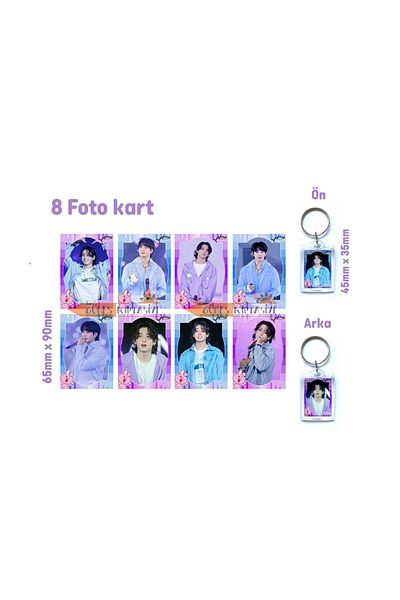 Güneş Kırtasiye Bts Jungkook 8 Φωτοκάρτες & # 43; Σετ μπρελόκ