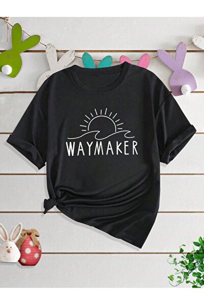 PALPİTO Ženske crne Waymaker Štampano Oversize kroj T-shirt