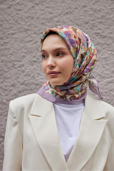 Şalland Baroq Pattern Scarf Soft Lilac