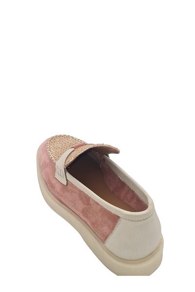 aayak&kabımofficial Women's Shoes - Genuine Leather, Linen Detailed Loafer Ballerina Moccasin