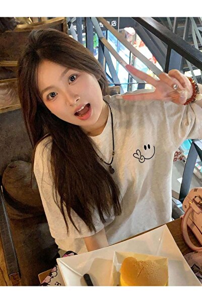 PALPİTO Siva Oversize kroj Žene T-shirt - Slika Mir Štampano