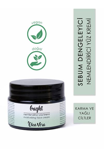 Olea Vera Natural Face Cream - Bright Moisturizer, Combination Oily Skin
