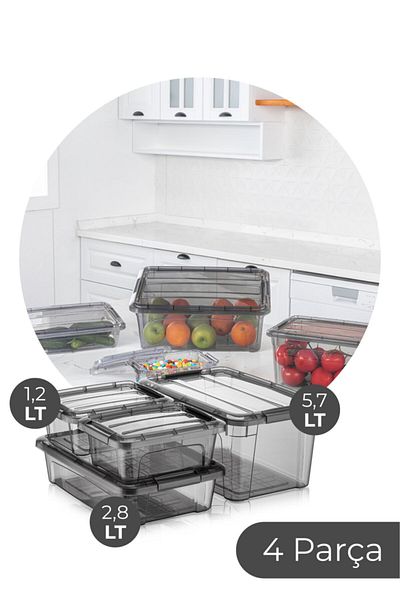 Vienev Foly Royal Box Storage Box Set 4 Pieces 1.2 Lt(2X), 2.8 Lt(1X), 5.7 Lt(1X)