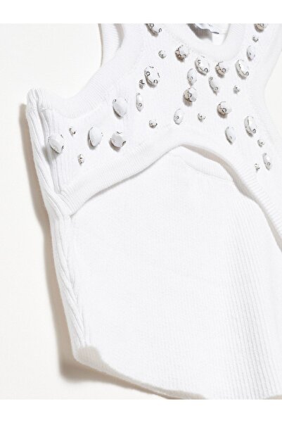 Dilvin 10404 Crew Neck Stony Front Knitwear Undershirt-Ecru