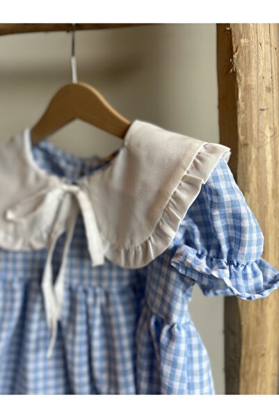 pommelly baby فستان ميلي ميلي بيبي أزرق من القماش القطني