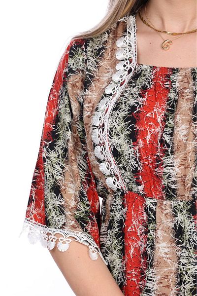 mervemoda Rochie țesută cu mâneci scurte de vară pentru femei