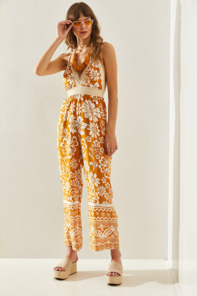 Bianco Lucci V-Neck Fisto Strap Women's Jumpsuit with Elastic Waist -60251281