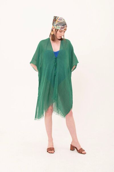 laughs Зелений бавовняний довгий кімоно-парео - зав'язується, Pr11200