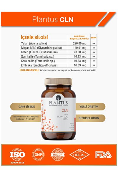 Plantus Cln | Yulaf, Meyan Kökü Ve Keten Içeren Bitkisel Takviye – 60 Kapsül | Sindirim Sağlığı