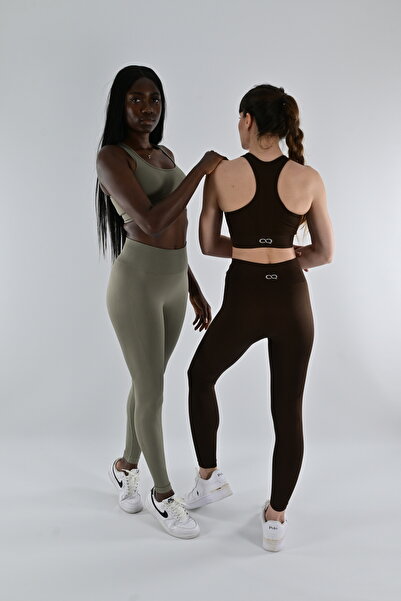 OQRA ملابس داخلية رياضية غير مخيطة وطماق يومية بني البوسفور