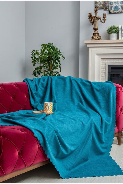 Latuda Concept Τυρκουάζ 175x215 Microfiber Chenille Αντιολισθητικό κάλυμμα καναπέ και κάλυμμα καναπέ-κρεβάτι