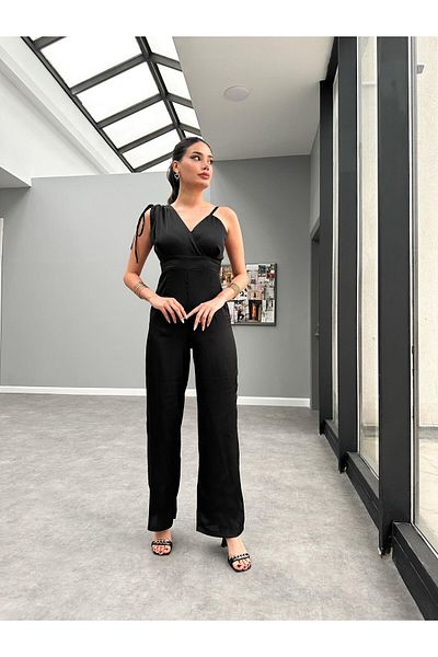 ESRAHELVACI Double Breasted Gather Detail Satin Jumpsuit