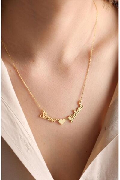 Gold Garden İki isimli kolye Çift kolyesi Çelik kolye Sevgili kolyesi