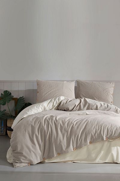 Macas Home Σετ οικογενειακό σετ παπλωματοθήκης Tezza 100% βαμβακερό πλυμένο νήμα βαμμένο