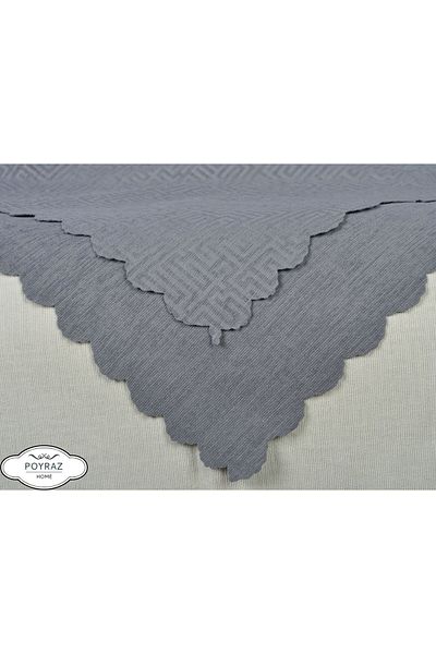 POYRAZ Matte Patterned Chenille Anthracite Double Sided Sofa Sofa Bed Cover Shawl