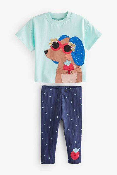 Next Baby Blue Dog Pattern Short Sleeve Suit Set