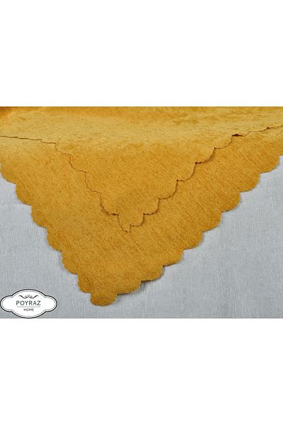 POYRAZ Shiny Chenille Mustard Double Sided Sofa Sofa Bed Cover Shawl