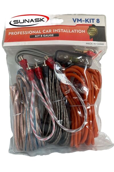 SUNASK Sn-8ga 8ga Profesyonel Set Kablo 2 Adet Y Kablo Hediye Amfi Set Kablo 1. Sınıf Kalite