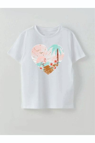 Cevval Tricou imprimat cu inimă pentru fată