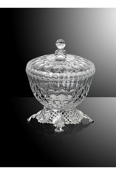 Lucena Silver Color Glass Lid Sugar Bowl - Chocolate Bowl